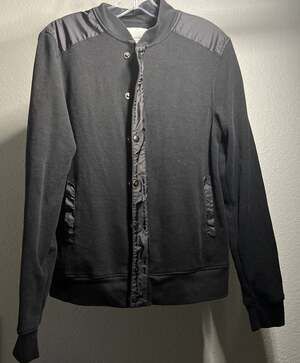 Paper Denim & Cloth Medium Black Corduroy Zip & Button Up Bomber Jacket